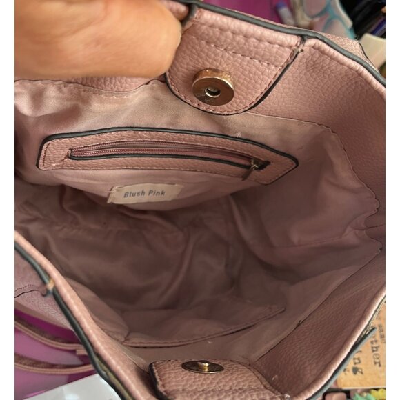 Blush Pink Faux Leather Backpack Purse With Tassel Accent & Ring Detail - Picture 3 of 7